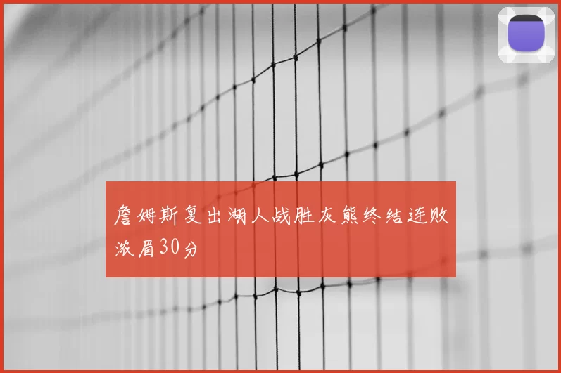 詹姆斯复出湖人战胜灰熊终结连败浓眉30分
